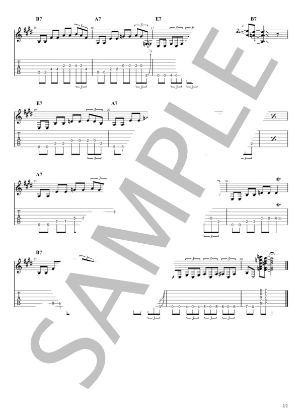 Bluesっぽい2 (坊) / ギターソロ 初〜中級 - サンプル譜面 2/2