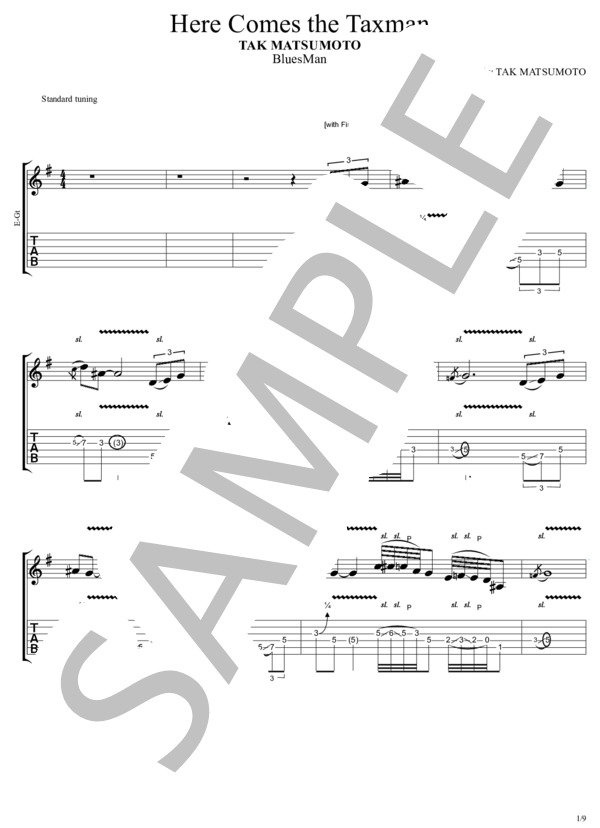 Here Comes the Taxman (TAK MATSUMOTO) / ギターソロ 中級 - サンプル譜面 1/5