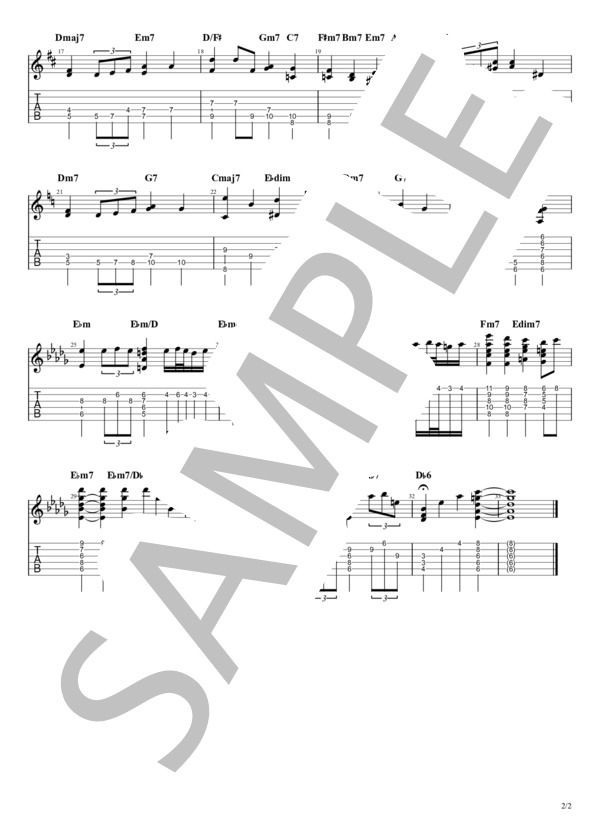 BODY AND SOUL(ボディ・アンド・ソウル－身も心も）テーマ (GREEN JOHNNY JOHN W) / ギターソロ 初〜中級 - サンプル譜面 2/2