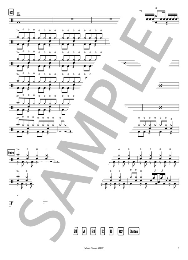 Brand-New Myself ~僕にできること~ (CHARCOAL FILTER) / ドラム 中級 - サンプル譜面 3/3