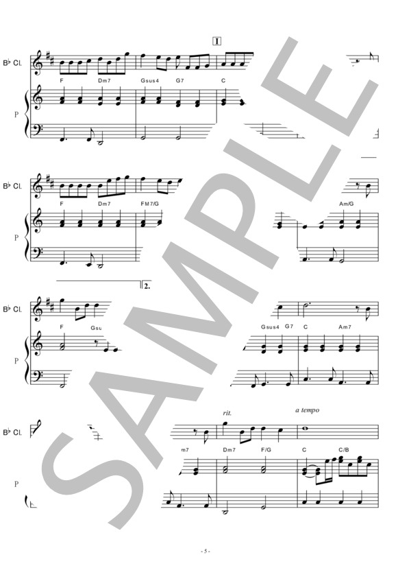 【クラリネット楽譜】ふるさと（クラリネット・ピアノ伴奏） (嵐) / 初〜中級 - サンプル譜面 5/5