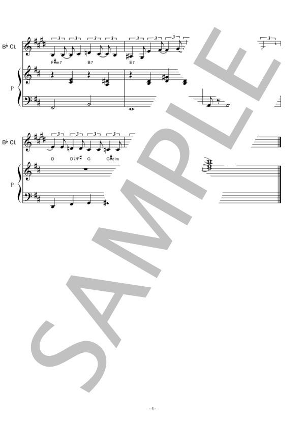 【クラリネット楽譜】帰らざる日々～「紅の豚」（クラリネット・ピアノ伴奏） (久石 譲) / 入門 - サンプル譜面 4/5