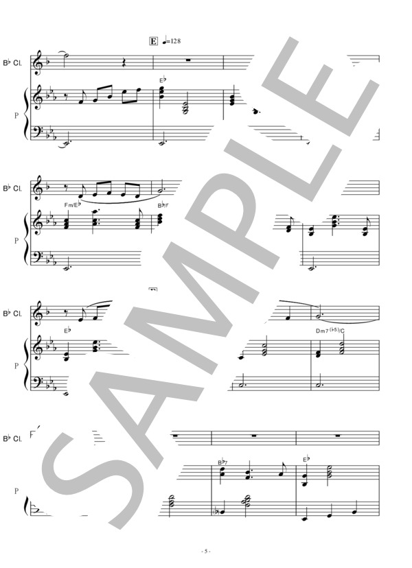 【クラリネット楽譜】黄昏のワルツ「にんげんドキュメント」（加古 隆）（クラリネット・ピアノ伴奏） / 初〜中級 - サンプル譜面 5/5