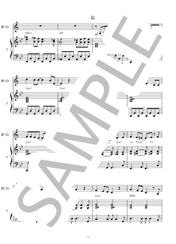 【クラリネット楽譜】パラボラ(Official髭男dism) (クラリネット・ピアノ伴奏） / 初〜中級 - サンプル譜面 5/5