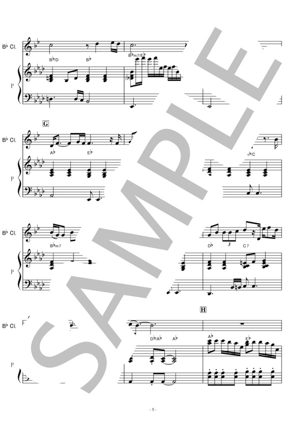 【クラリネット楽譜】裸の心（あいみょん）「私の家政夫ナギサさん」 (クラリネット・ピアノ伴奏） / 初〜中級 - サンプル譜面 5/5