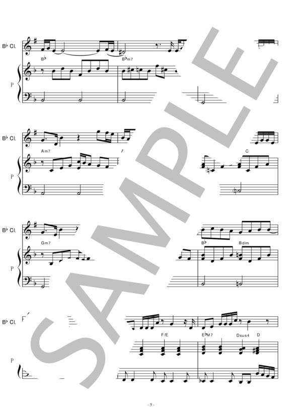 【クラリネット楽譜】Laughter(Official髭男dism)「コンフィデンスマンJP プリンセス編」（クラリネット・ピアノ伴奏） / 入門 - サンプル譜面 5/5