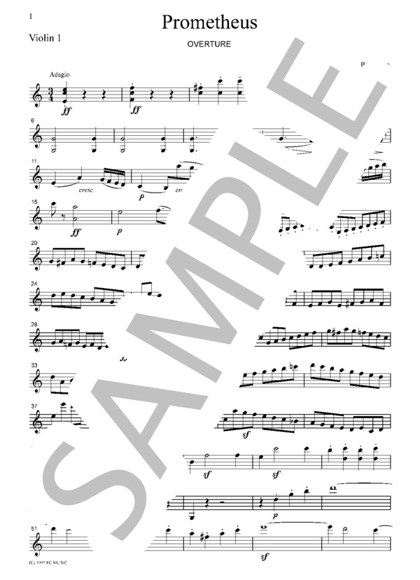 プロメテウスの創造物 序曲 (ルートヴィヒ・ヴァン・ベートーヴェン) / ヴァイオリン 中〜上級 - サンプル譜面 1/5