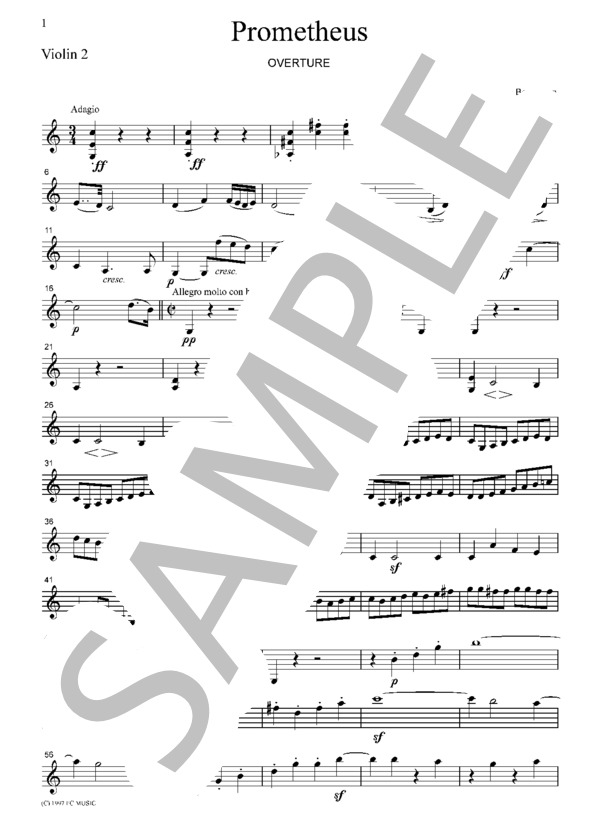 プロメテウスの創造物 序曲 (ルートヴィヒ・ヴァン・ベートーヴェン) / ヴァイオリン 中〜上級 - サンプル譜面 5/5