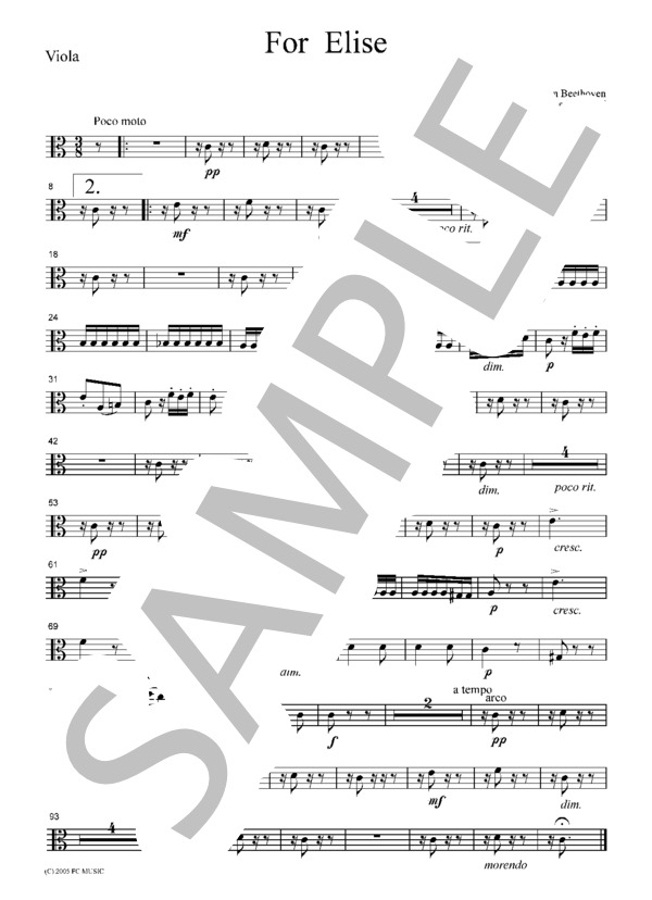 エリーゼのために (ルートヴィヒ・ヴァン・ベートーヴェン) / ヴァイオリン 中級 - サンプル譜面 4/5