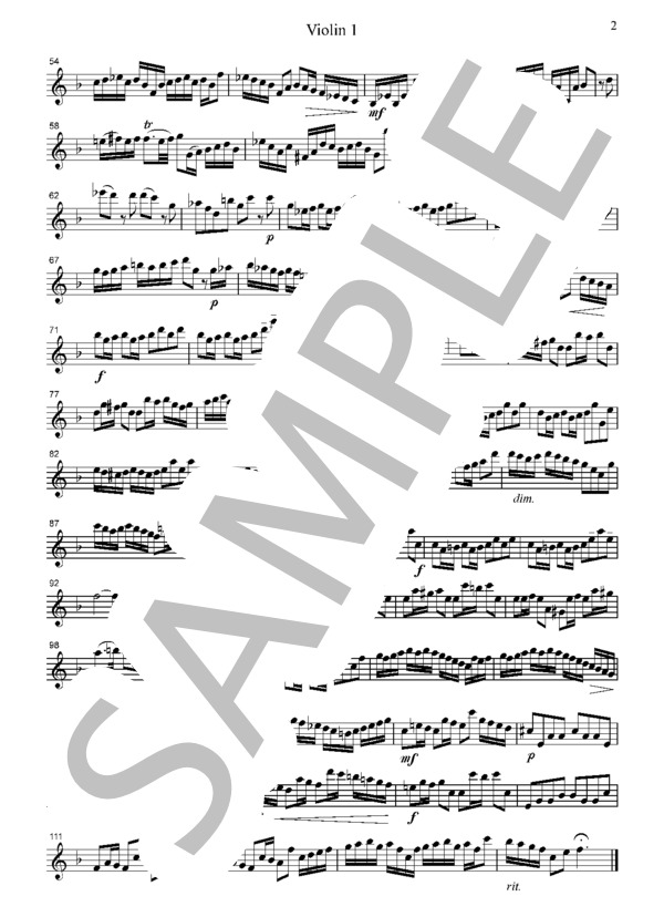 ブランデンブルグ協奏曲 第2番 全楽章 (ヨハン・セバスチャン・バッハ) / ヴァイオリン 中〜上級 - サンプル譜面 2/5