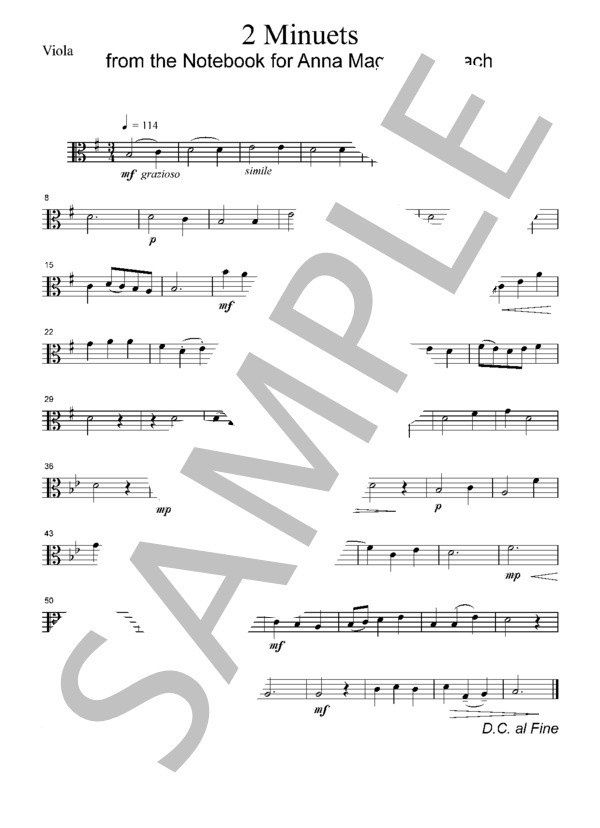  「アンナ・マグダレーナのための音楽帳」より2つのメヌエット (ヨハン・セバスチャン・バッハ) / ヴァイオリン 初〜中級 - サンプル譜面 3/5