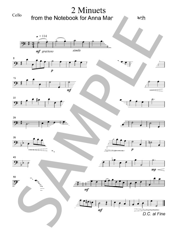  「アンナ・マグダレーナのための音楽帳」より2つのメヌエット (ヨハン・セバスチャン・バッハ) / ヴァイオリン 初〜中級 - サンプル譜面 4/5