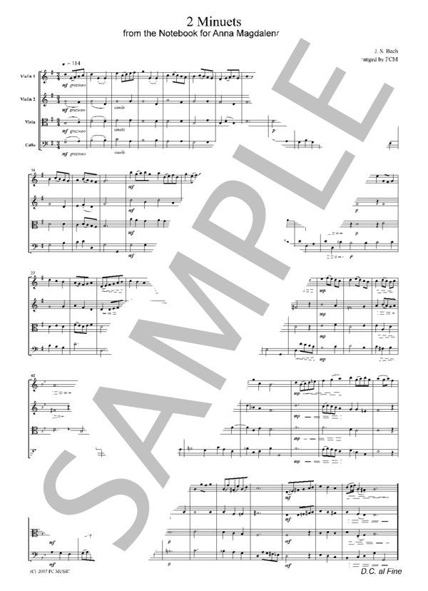  「アンナ・マグダレーナのための音楽帳」より2つのメヌエット (ヨハン・セバスチャン・バッハ) / ヴァイオリン 初〜中級 - サンプル譜面 5/5