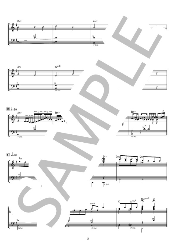 たなばたさま ～アコーディオン独奏～ (長坂 憲道) / 中〜上級 - サンプル譜面 2/3