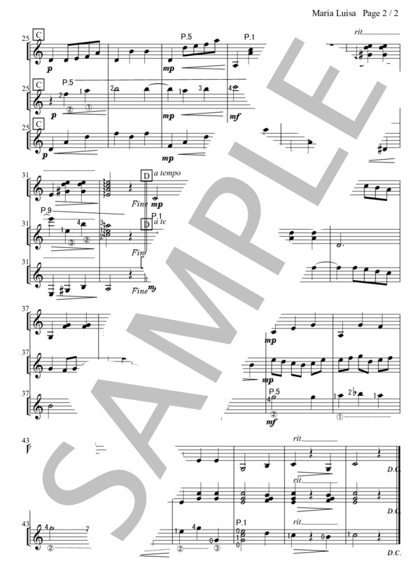 Maria Luisa (フリオ・サルバドール・サグレラス) / ギター重奏 初級 - サンプル譜面 2/2