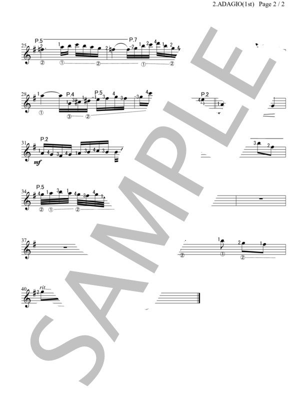 マルチェロの協奏曲：第2楽章アダージョ (アレッサンドロ・マルチェロ) / ギター重奏 中級 - サンプル譜面 5/5