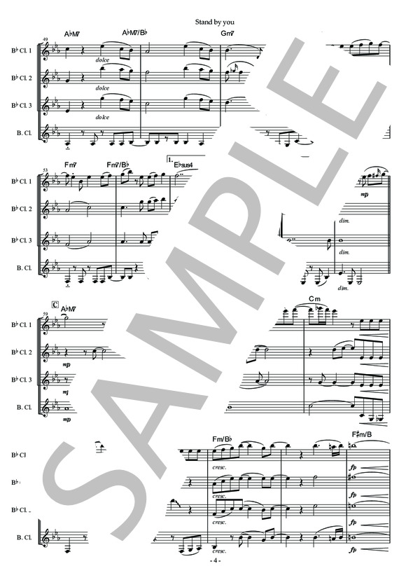 Stand By You【クラリネット四重奏 サイン入りスコア＋全パート譜】 (Official髭男dism) / 中級 - サンプル譜面 5/5