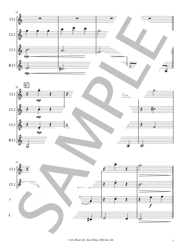 [クラリネット四重奏] Someday My Prince Will Come -いつか王子様が (フランク・チャーチル) / アンサンブル木管 上級 - サンプル譜面 3/5