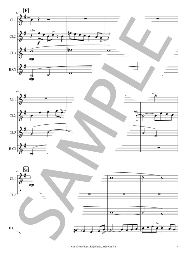 [クラリネット四重奏] A Foggy Day (in London Town) - 霧のロンドン (ジョージ・ガーシュイン) / アンサンブル木管 中〜上級 - サンプル譜面 5/5