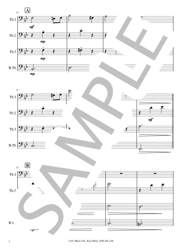 [トロンボーン四重奏] Someday My Prince Will Come - いつか王子様が (フランク・チャーチル) / アンサンブル金管 上級 - サンプル譜面 2/5