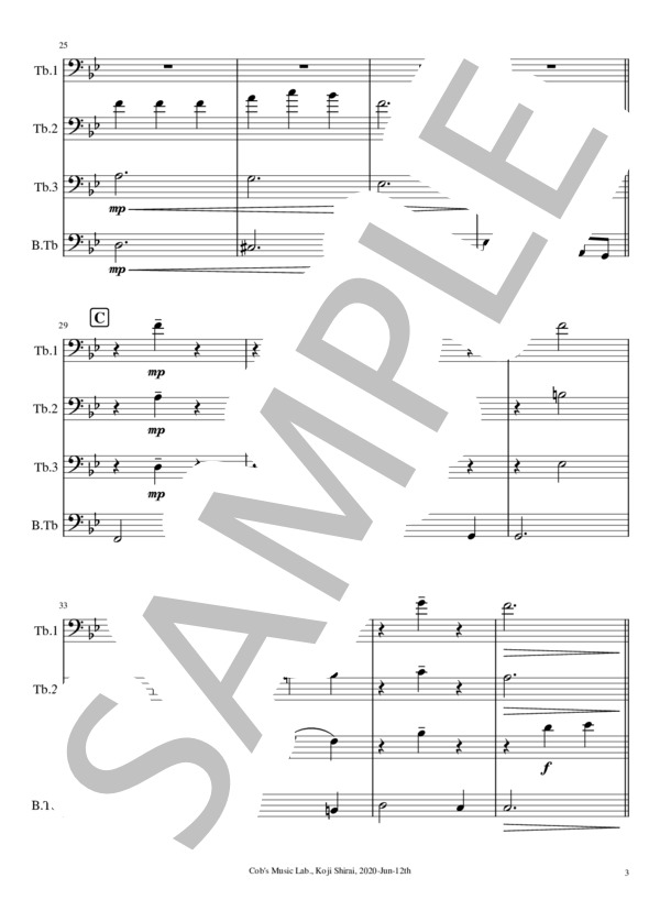 [トロンボーン四重奏] Someday My Prince Will Come - いつか王子様が (フランク・チャーチル) / アンサンブル金管 上級 - サンプル譜面 3/5