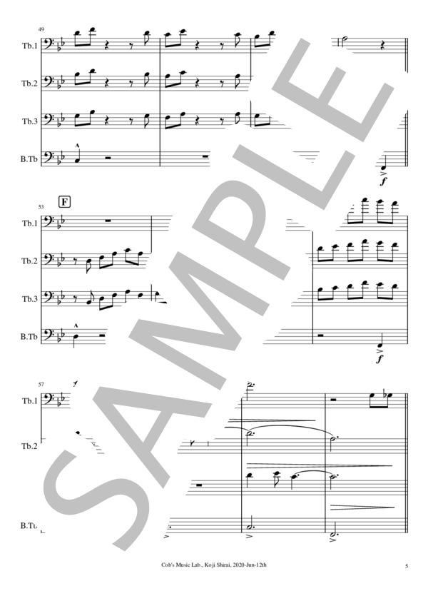 [トロンボーン四重奏] Someday My Prince Will Come - いつか王子様が (フランク・チャーチル) / アンサンブル金管 上級 - サンプル譜面 5/5