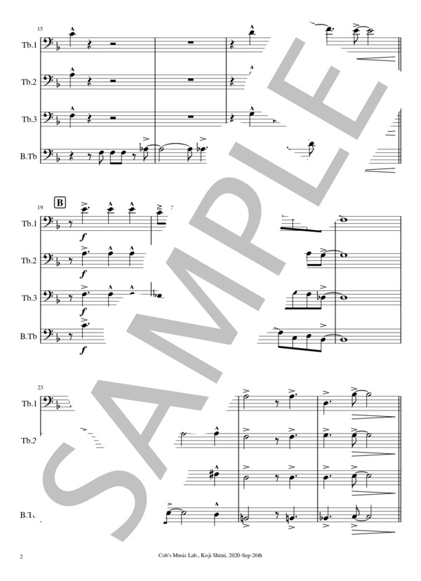 [トロンボーン四重奏] A Foggy Day (in London Town) - 霧のロンドン (ジョージ・ガーシュイン) / アンサンブル金管 中〜上級 - サンプル譜面 2/5