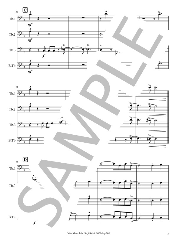 [トロンボーン四重奏] A Foggy Day (in London Town) - 霧のロンドン (ジョージ・ガーシュイン) / アンサンブル金管 中〜上級 - サンプル譜面 3/5