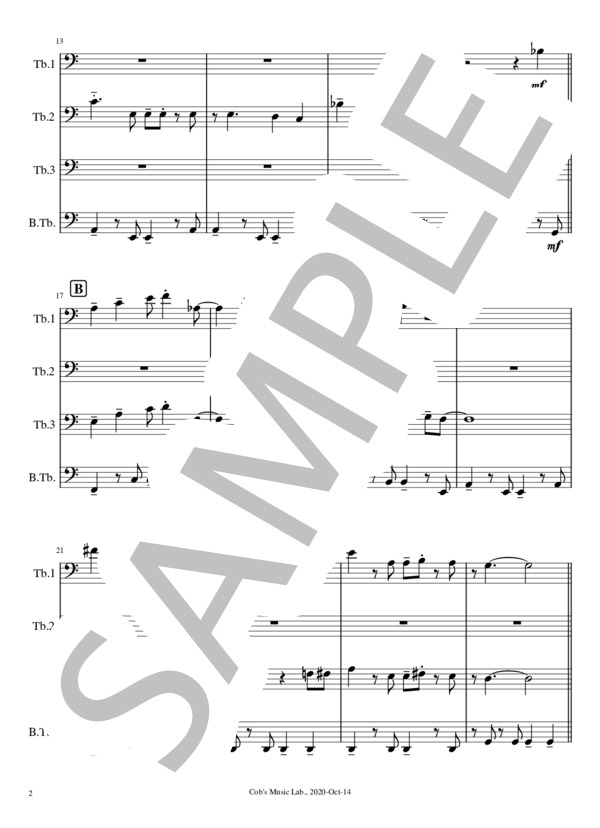 [トロンボーン四重奏] A Weaver of Dreams - 夢織り人 (ビクター ヤング) / アンサンブル金管 中〜上級 - サンプル譜面 2/5