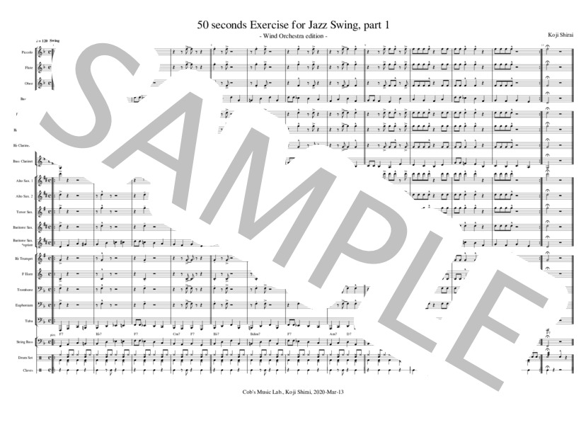 【吹奏楽】50秒で終わるジャズスイングの練習 Part1 (白井 宏司) / 吹奏楽全パート 初級 - サンプル譜面 1/5
