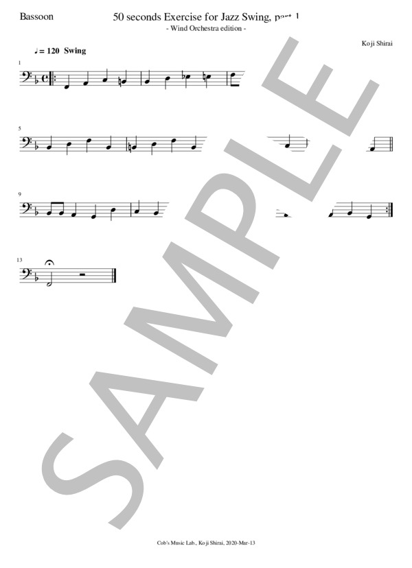 【吹奏楽】50秒で終わるジャズスイングの練習 Part1 (白井 宏司) / 吹奏楽全パート 初級 - サンプル譜面 5/5