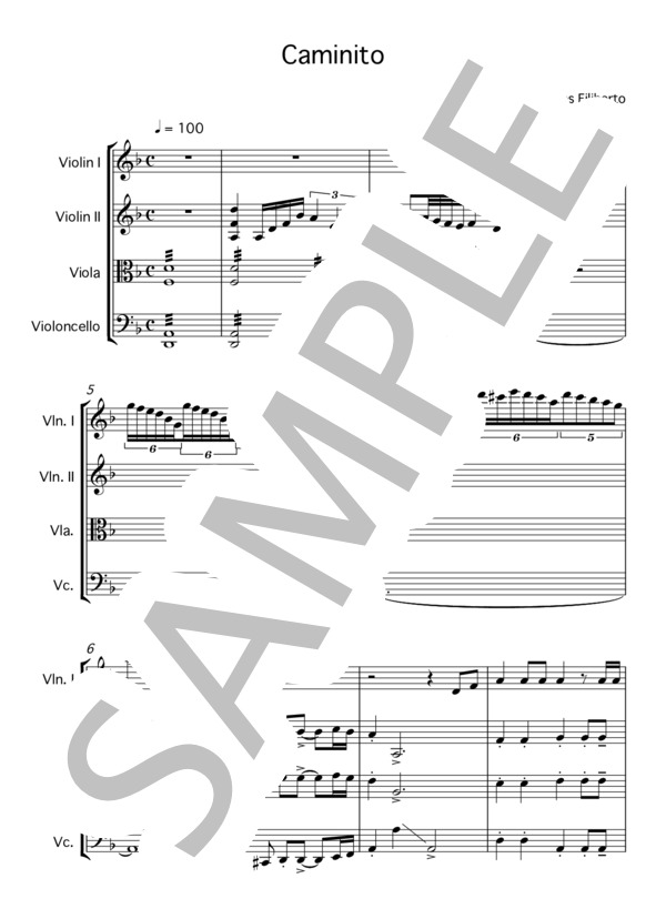 カミニート (フアン・デ・ディオス・フィリベルト) / 弦楽四重奏 中〜上級 - サンプル譜面 1/5