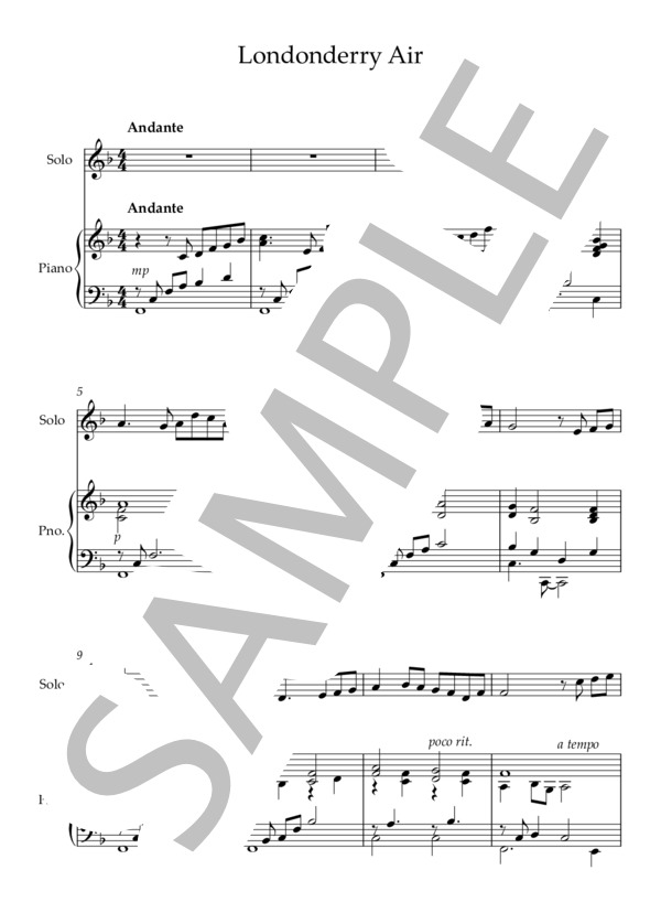 ロンドンデリーの歌 (アイルランド民謡) / アンサンブルピアノ＋他楽器 初〜中級 - サンプル譜面 1/3