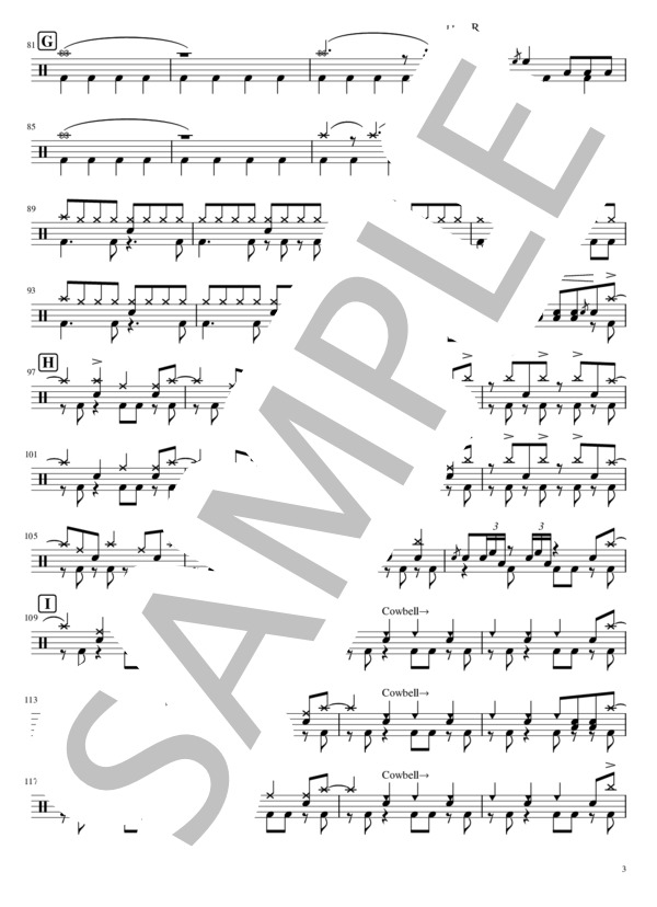 Gradation(本人採譜 Drum譜） (D_Drive) / ドラム 中級 - サンプル譜面 3/5