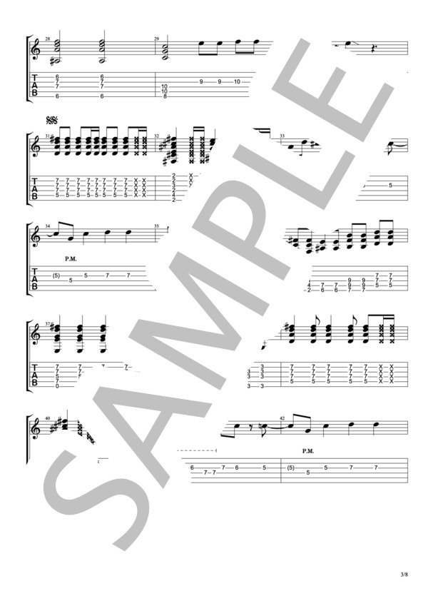 彼女、お借りしますOP「センチメートル」 /  the peggies E.Gt2 TAB譜 / エレキギター 中〜上級 - サンプル譜面 3/5