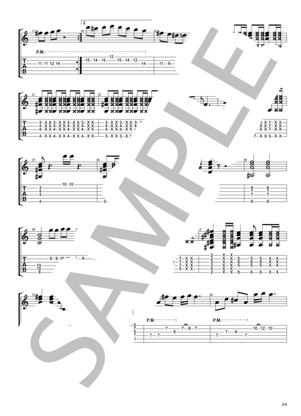 彼女、お借りしますOP「センチメートル」 /  the peggies E.Gt1 TAB譜 / エレキギター 中〜上級 - サンプル譜面 2/5