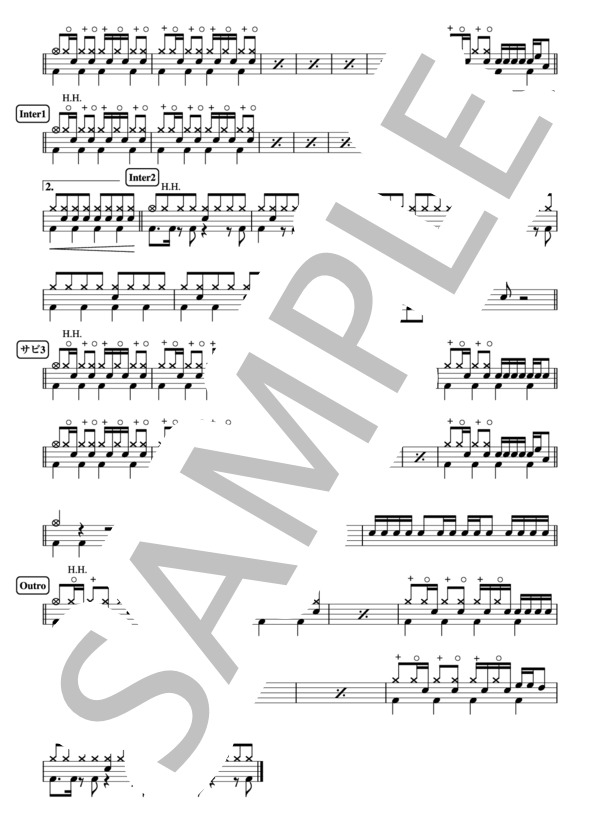 『大不正解』back number ドラム譜 2ページ / その他 - サンプル譜面 2/2