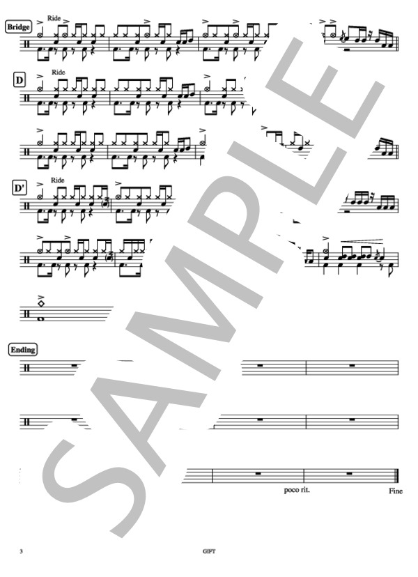 GIFT (Mr.Children) / ドラム 中級 - サンプル譜面 3/3