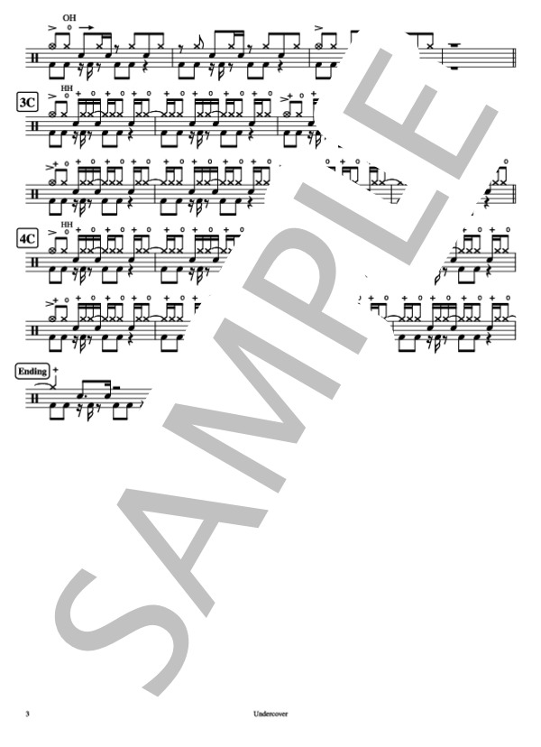 Undercover (米津 玄師) / ドラム 中級 - サンプル譜面 3/3
