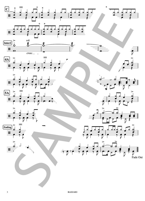 BLIZZARD (松任谷 由実) / ドラム 中級 - サンプル譜面 3/3