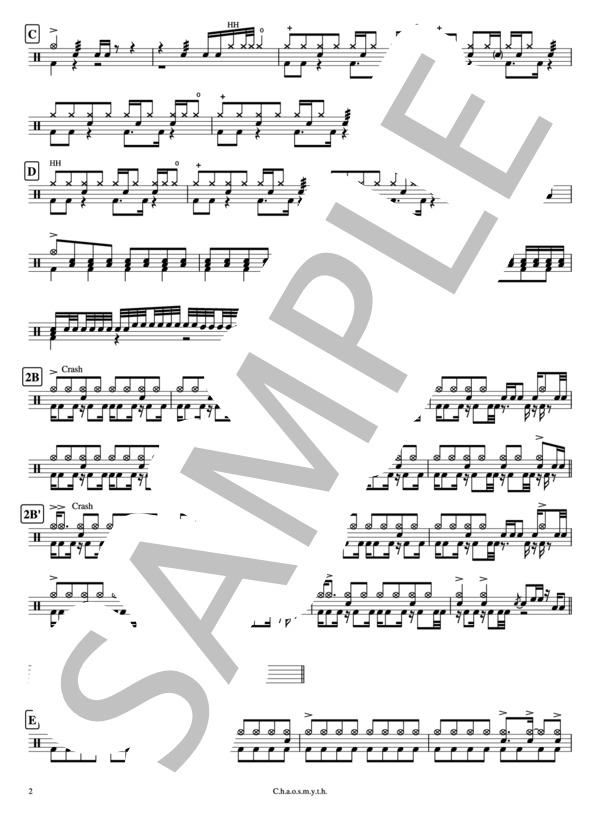 楽譜 C H A O S M Y T H One Ok Rock ドラム 中 上級 Piascore 楽譜ストア