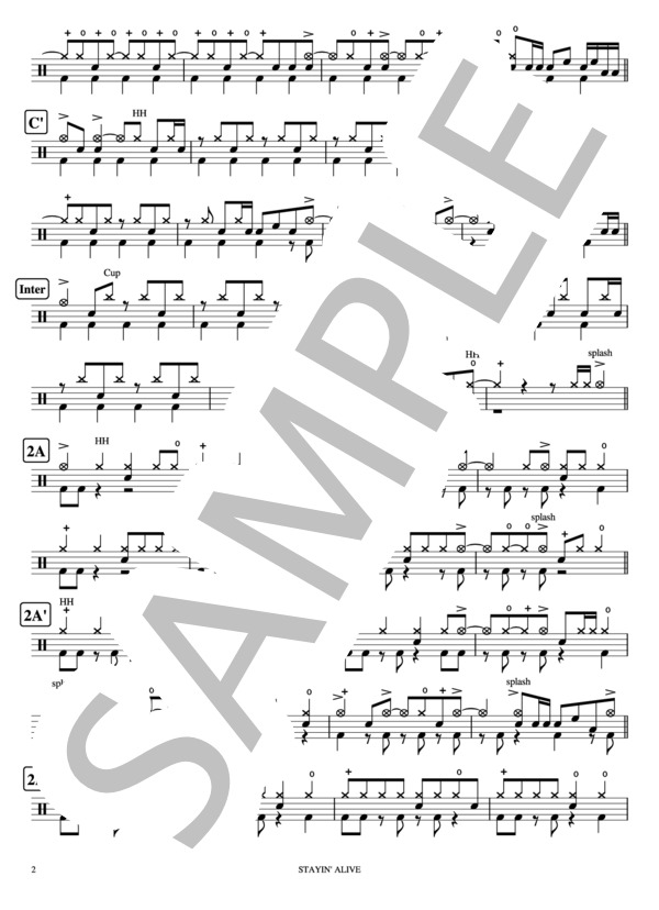STAYIN' ALIVE (JUJU) / ドラム 中〜上級 - サンプル譜面 2/4