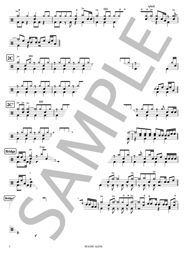 STAYIN' ALIVE (JUJU) / ドラム 中〜上級 - サンプル譜面 3/4