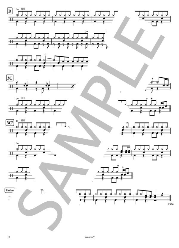 turn over? (Mr.Children) / ドラム 初〜中級 - サンプル譜面 3/3