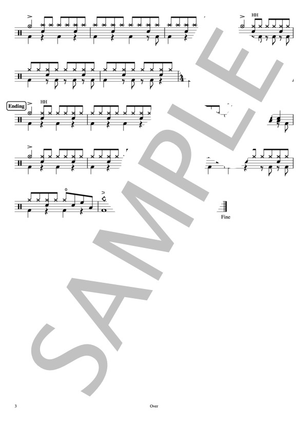 Over (Mr.Children) / ドラム 初〜中級 - サンプル譜面 3/3