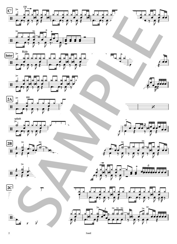 fossil (りぶ) / ドラム 初〜中級 - サンプル譜面 2/4