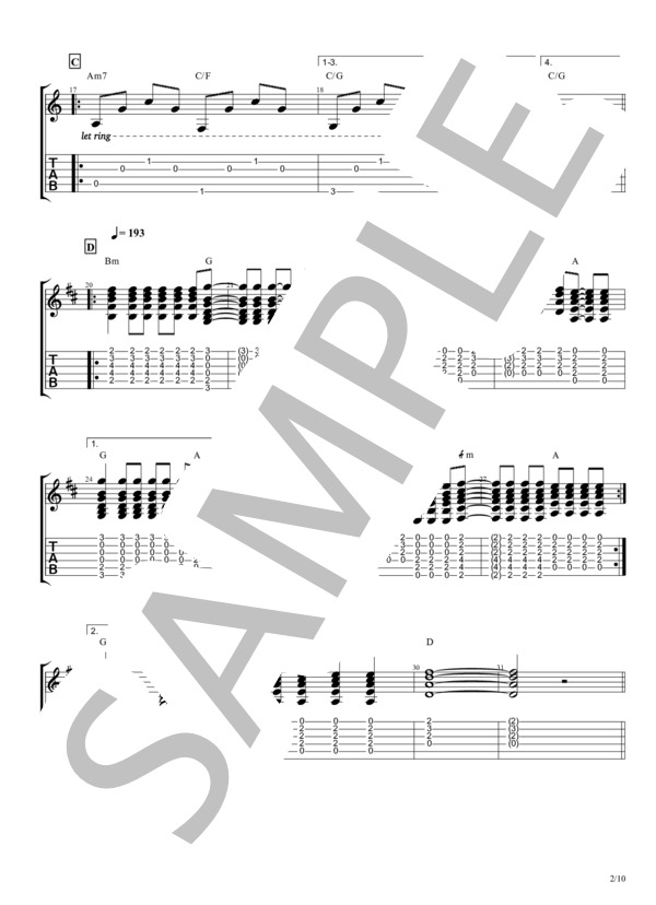 愛し【TAB譜】 /  RADWIMPS / ギター弾き語り 中級 - サンプル譜面 2/5