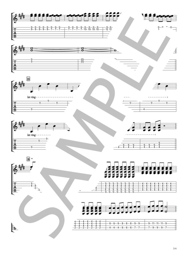 ベテルギウスの灯【TAB譜】 /  the HIATUS / エレキギター 初〜中級 - サンプル譜面 3/4