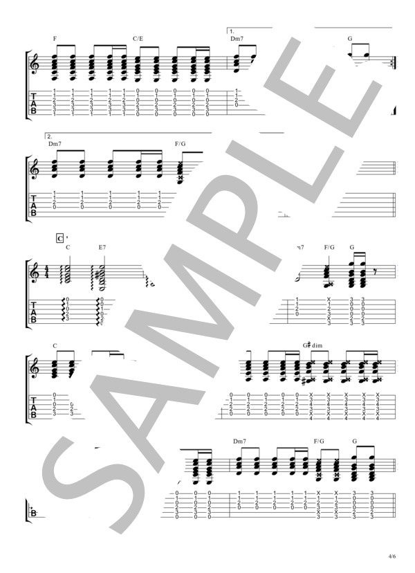 ノンフィクション【TAB譜】 /   平井 堅 / ギター弾き語り 初〜中級 - サンプル譜面 4/5