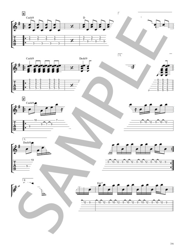 nano - TK kaleidoscope Remix【TAB譜】 /  Spangle call Lilli line (SPANGLE CALL LILLI LINE) / ギター弾き語り 上級 - サンプル譜面 3/5